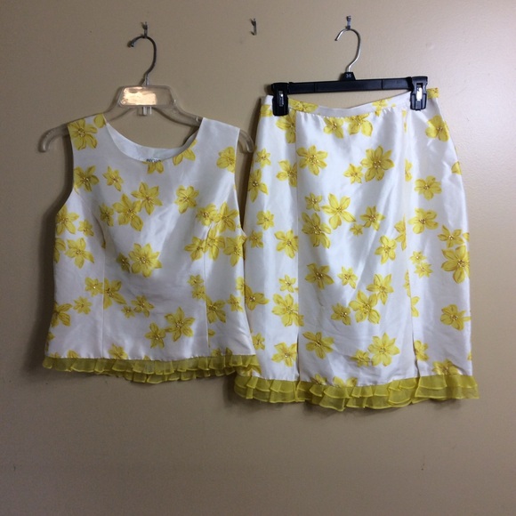 NWT Bigio Collection 2 piece silk sleeveless skirt set. buttercups   Size 6 - Picture 5 of 10